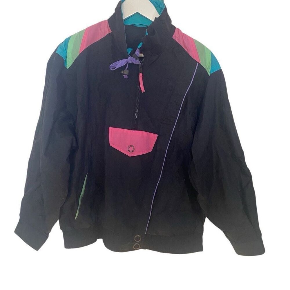 Vintage Karizma East LTD Jacket Medium Neon Full Zip Y2K Kangaroo Pouch